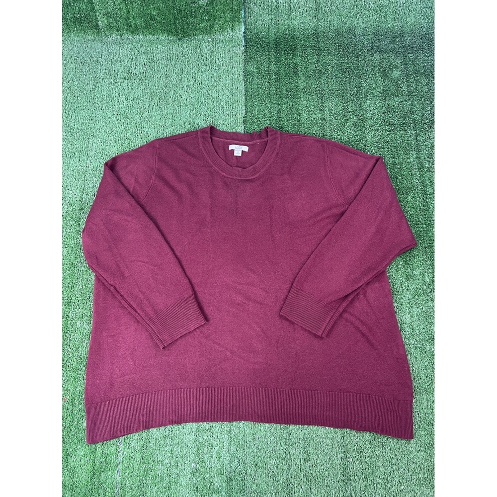 Croft & Barrow Womens Plus 2X Burgundy Crew Neck Long Sleeve Pullover Sweater